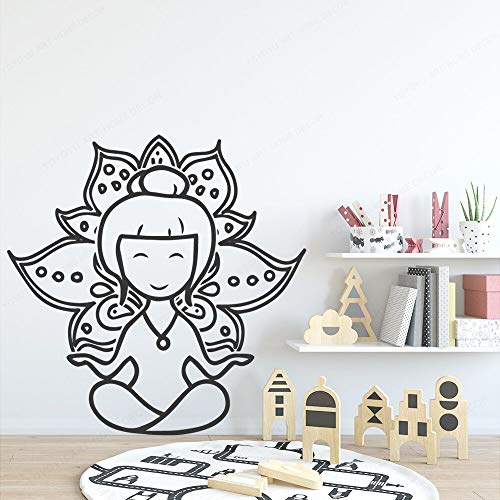 mlpnko Cute Girl Lotus Etiqueta de la Pared Moderna decoración de la Pared Interior Tatuajes de Pared para niños habitación Arte extraíble 68X67cm
