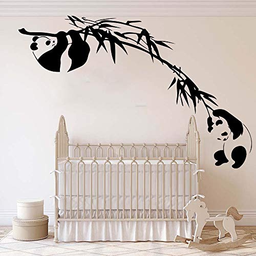 mlpnko Panda Bamboo Tree Branch Tatuajes de Pared Habitación Infantil Asian Animal Forest Jungle Panda Etiqueta de la Pared Dormitorio 144x93cm