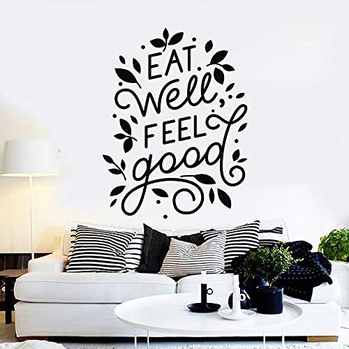mlpnko Tatuajes de Pared Comer Bien sentirse Bien Frase Restaurante Cocina decoración del hogar Pegatina de Vinilo mural54X50cm