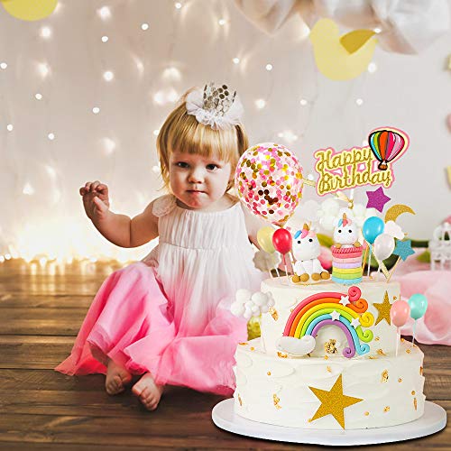 MMTX Decoracion Tarta Unicornio Cumpleaños Fiesta de Unicornio Globos de Cumpleaños(15pcs)