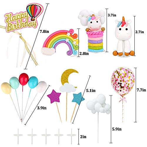 MMTX Decoracion Tarta Unicornio Cumpleaños Fiesta de Unicornio Globos de Cumpleaños(15pcs)