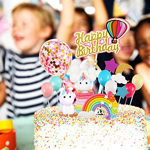 MMTX Decoracion Tarta Unicornio Cumpleaños Fiesta de Unicornio Globos de Cumpleaños(15pcs)