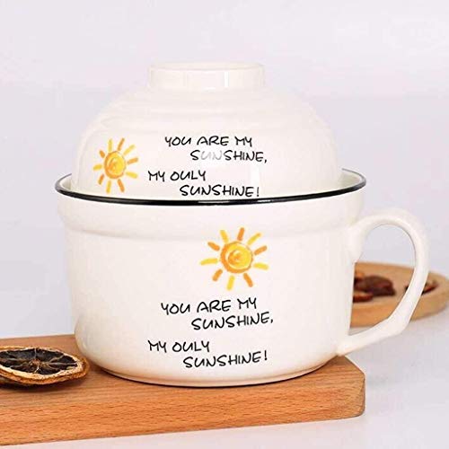 Mnjin Tazón de Taza de Sake Tazón de cerámica de Frutas y Verduras Plato de Ensalada Utensilios de Comida 13.8x17cm Tazón de vajilla de Sopa de Fideos de Dibujos Animados de Estilo japonés