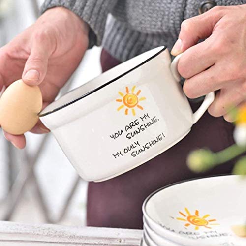 Mnjin Tazón de Taza de Sake Tazón de cerámica de Frutas y Verduras Plato de Ensalada Utensilios de Comida 13.8x17cm Tazón de vajilla de Sopa de Fideos de Dibujos Animados de Estilo japonés