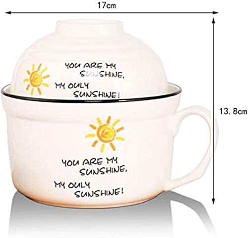 Mnjin Tazón de Taza de Sake Tazón de cerámica de Frutas y Verduras Plato de Ensalada Utensilios de Comida 13.8x17cm Tazón de vajilla de Sopa de Fideos de Dibujos Animados de Estilo japonés