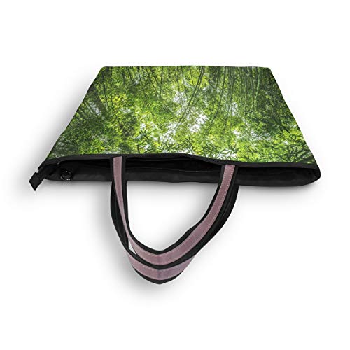 Mnsruu - Bolso de mano con cremallera para mujer, tamaño grande, bolsa de la compra casual, L (Tree-Nature-Forest-Hierba-Branch-Plant-1049082-Pxhe), color, talla Large