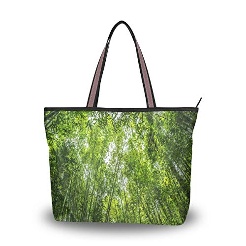 Mnsruu - Bolso de mano con cremallera para mujer, tamaño grande, bolsa de la compra casual, L (Tree-Nature-Forest-Hierba-Branch-Plant-1049082-Pxhe), color, talla Large