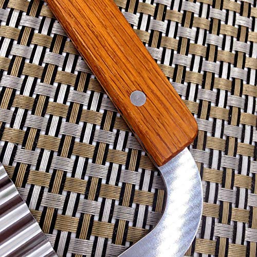 MOACC Cortador de la Cortadora de Viruta Ondulada de Patata de Acero Inoxidable con Mango de Madera Herramienta de Corte de Cocina para Patatas Zanahorias Pepinos, Set de 2 Piezas
