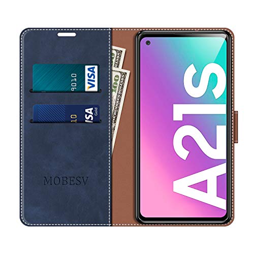 MOBESV Funda para Samsung Galaxy A21s, Funda Libro Samsung A21s, Funda Móvil Samsung Galaxy A21s Magnético Carcasa para Samsung Galaxy A21s Funda con Tapa, Azul