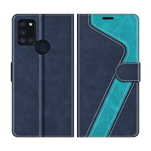 MOBESV Funda para Samsung Galaxy A21s, Funda Libro Samsung A21s, Funda Móvil Samsung Galaxy A21s Magnético Carcasa para Samsung Galaxy A21s Funda con Tapa, Azul