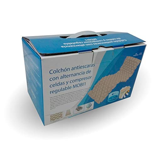 Mobiclinic, Colchón antiescaras de aire, Con compresor, PVC médico ignífugo, 200 x 90 x 7, 130 celdas, Beige, Mobi 1