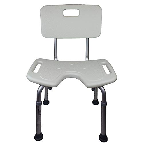 Mobiclinic, Marisma, Silla o taburete de baño, de ducha, ortopédica, altura regulable, respaldo, asiento en U, conteras antideslizantes