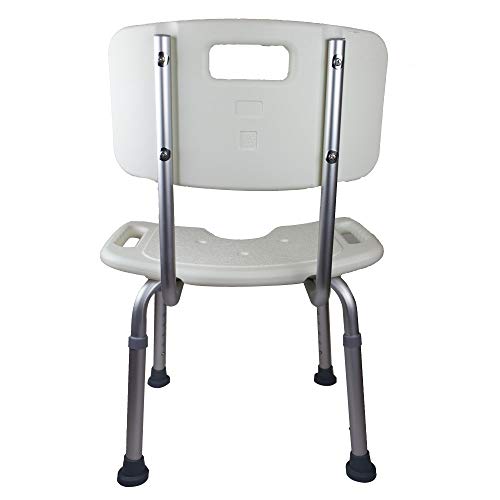 Mobiclinic, Marisma, Silla o taburete de baño, de ducha, ortopédica, altura regulable, respaldo, asiento en U, conteras antideslizantes