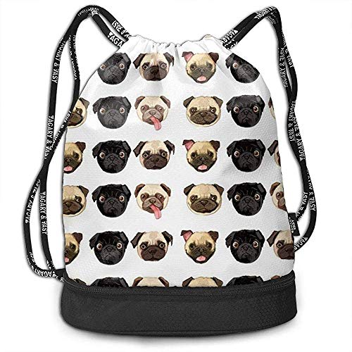 Mochila con cordón, diseño de perro carlino