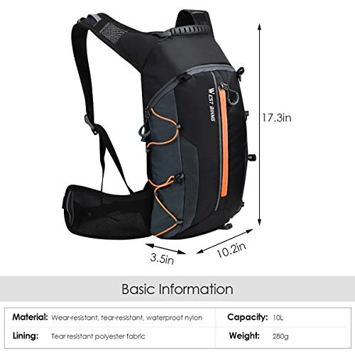 Mochila de Bicicleta Ligera de 10L Mochila de Ciclismo Transpirable Bolsas secas Impermeables Correr Plegable Mochilas Unisex para Ciclismo Senderismo Camping (Orange)