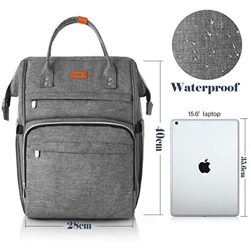 Mochila Escola para Mujeres,Mochila para Portatil Impermeable para Jóvenes con Bolsillo RFID, Bolsos Casuales para la Universidad/Negocios/Viajes(Gris)