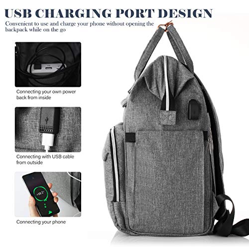 Mochila Escola para Mujeres,Mochila para Portatil Impermeable para Jóvenes con Bolsillo RFID, Bolsos Casuales para la Universidad/Negocios/Viajes(Gris)