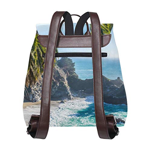 Mochila Escolar, Beach Island Sand Palm Travel Backpack Leather Handbag School Pack