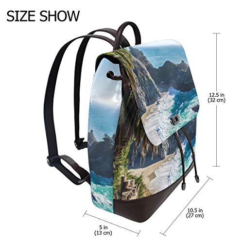 Mochila Escolar, Beach Island Sand Palm Travel Backpack Leather Handbag School Pack