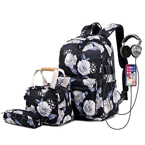 Mochila impermeable para ordenador portátil,Bolsa de mochila con puerto de carga USB,Bolsas escolares,Mochila ligera para senderismo resistente al agua