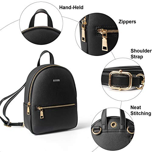 Mochila pequeño para mujer Bolso casual Mochila Mini Pu Bolso de cuero Mochila de viaje (negro)