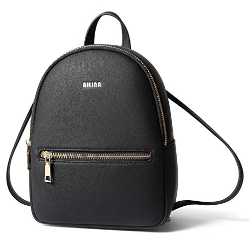 Mochila pequeño para mujer Bolso casual Mochila Mini Pu Bolso de cuero Mochila de viaje (negro)