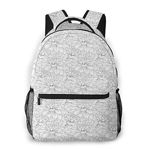 Mochilas Escolares, Dahlia Flower Petals Contouring Mochila Hombre Mujer Casual Mochila para Portatil 14 Pulgadas Mochila Universidad Resistente Mochila Instituto