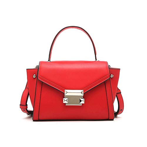 Moda bolsos de ancho correa para el hombro casual salvaje portátil hombro hombro bloqueo cuero de dos capas bolso de cuero tendencia salvaje-red