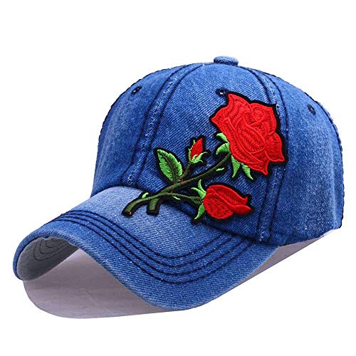 Moda Casual Sombrero de Sol Salvaje, Sombrero de Vaquero Verano Otoño Primavera Ocio Ocio Gorra Ajustable 2019 Tendencia Estampado de Rosas Bordado Gorra de Béisbol Sombrero, TBR@AKL, 1