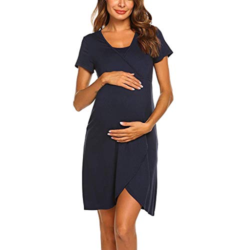 Moda Color Sólido Vestidos Falda de Mujer Ropa premamá Lactancia Materna Multifunciones Alimentación Conveniente Vestido de Maternidad Falda Mujeres Embarazadas Verano MMUJERY