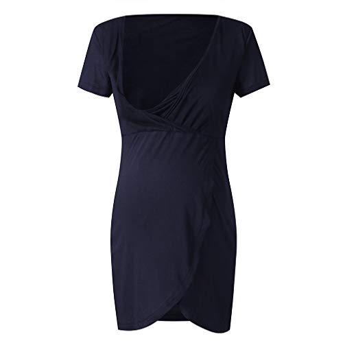 Moda Color Sólido Vestidos Falda de Mujer Ropa premamá Lactancia Materna Multifunciones Alimentación Conveniente Vestido de Maternidad Falda Mujeres Embarazadas Verano MMUJERY