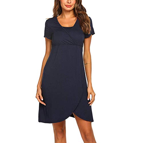 Moda Color Sólido Vestidos Falda de Mujer Ropa premamá Lactancia Materna Multifunciones Alimentación Conveniente Vestido de Maternidad Falda Mujeres Embarazadas Verano MMUJERY