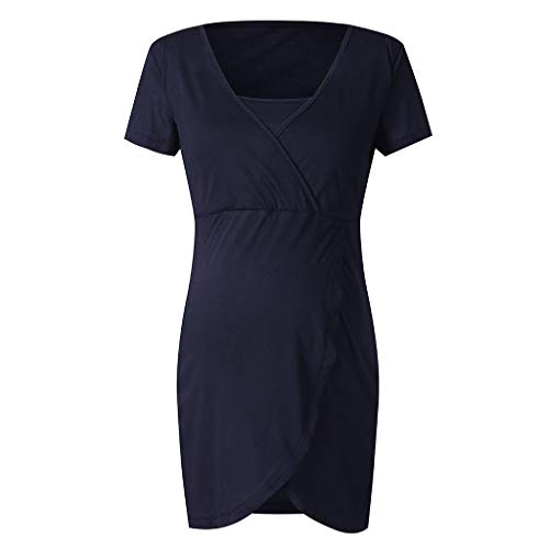 Moda Color Sólido Vestidos Falda de Mujer Ropa premamá Lactancia Materna Multifunciones Alimentación Conveniente Vestido de Maternidad Falda Mujeres Embarazadas Verano MMUJERY