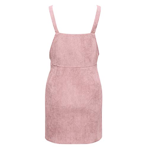 Moda Color Sólido Vestidos Falda de Mujer sin Mangas Tirantes Simplicidad y Moda Falda de Verano Vestido de Maternidad Pana Ropa premamá Mujeres Embarazadas MMUJERY (L, Rosa)