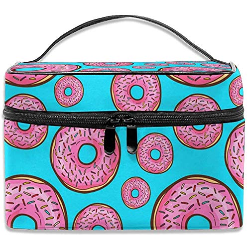 Modello senza cuciture della ciambella rosa sveglia Trucco Borsa Borsa cosmetica Borsa Organizzatore da toeletta grande Viaggio per donna Uomo Ragazza