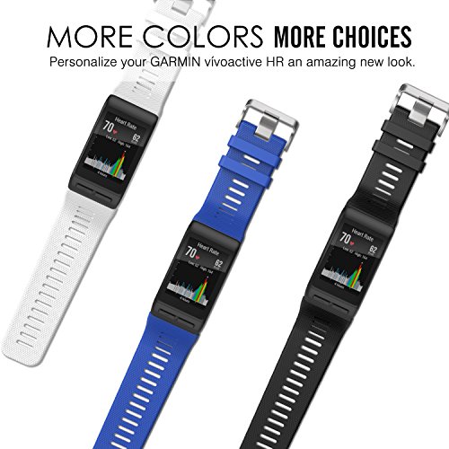 MoKo Garmin Vivoactive HR Correa de Reloj, Suave Silicona Reemplazo Watch Band para Garmin Vivoactive HR Deporte GPS Smart Watch con Pins y Herramientas Adaptador - Negro