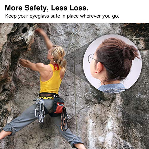 MoKo Retenedor de Gafas Ajustable, Universal Soporte de Seguridad para Gafas de Sol con Correa con 2 PZS Cabezas Redondas Pequeñas y 2 PZS Cabezas Redondas Grandes para Hombre y Mujer - Negro