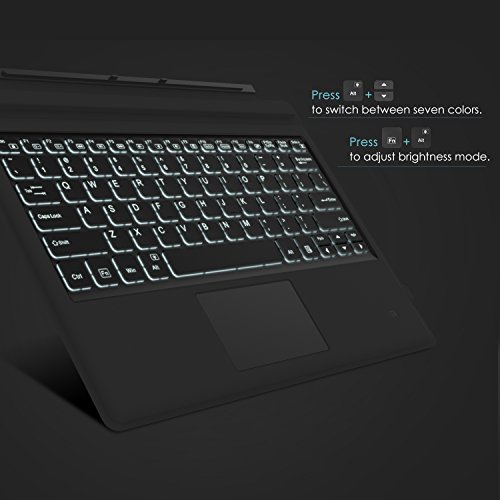 MoKo Surface Pro 7/6/4/3/Pro 2017 Teclado Inalámbrico Bluetooth - Ultra-Slim Wireless Keyboard (QWERTY) para Microsoft Surface Pro 6/4/3 Tableta/Panel Táctil 2 Botones, (NO Apta para Surface 3) Negro