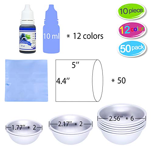 Molde de Bombas de Baño con Colorante Jabón, Bolsas Termocontraíbles - Bath Bomb Mold para la Fabricación de Bombas de Baño - Colorante de Bombas de Baño Líquido para Jabones de Bricolaje, Artesanías