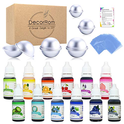 Molde de Bombas de Baño con Colorante Jabón, Bolsas Termocontraíbles - Bath Bomb Mold para la Fabricación de Bombas de Baño - Colorante de Bombas de Baño Líquido para Jabones de Bricolaje, Artesanías