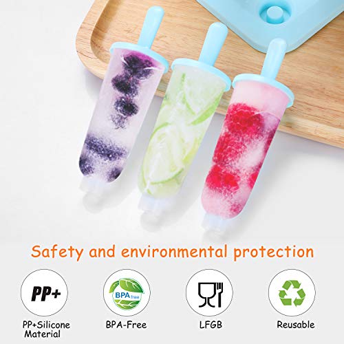 Molde para Helados, Moldes de Polos Libre de BPA y Reutilizable, 6 Fabricantes de Paletas Heladas, 3 Moldes de Silicona para Helados, Moldes de Paletas con Cepillo de Limpieza y Plegable Embudo