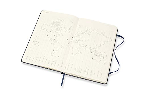 Moleskine - Agenda Semanal Horizontal de 18 Meses 2019/2020, Calendario Académico con Tapa Dura y Goma Elástica, Color Azul Zafiro, Tamaño Grande 13 x 21 cm, 208 Páginas (AGENDAS 18 MOIS)