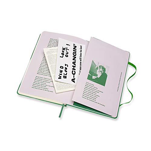 Moleskine - Cuaderno Bob Dylan Edición Limitada, Tapa Dura, Goma Elástica y Páginas con Rayas, Color Verde, Tamaño Grande 13 x 21 cm, 240 Páginas (EDITION LIMITEE)
