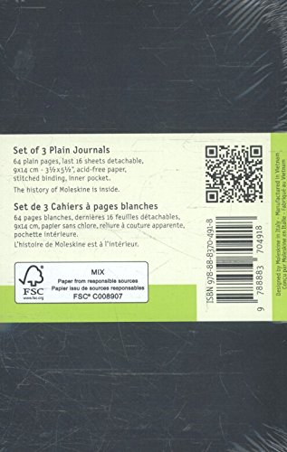 Moleskine QP313 - Pack de 3 cuadernos, pocket 9 x 14, negro