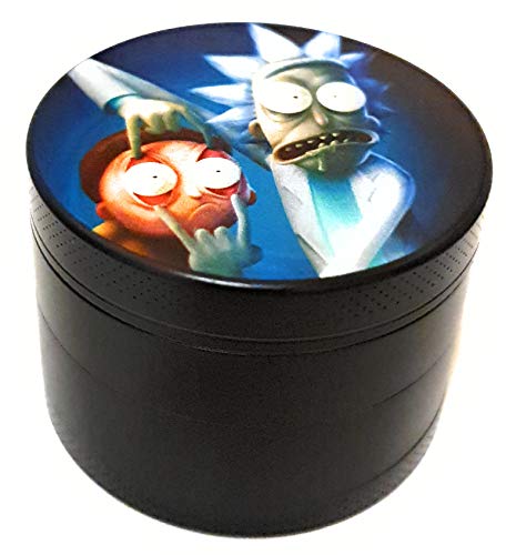 Molinillo de hierbas de aleación de zinc con tamiz y triturador magnético superior para hierbas secas, especias, plantas nuevo molinillo – 4 piezas (50 mm) negro