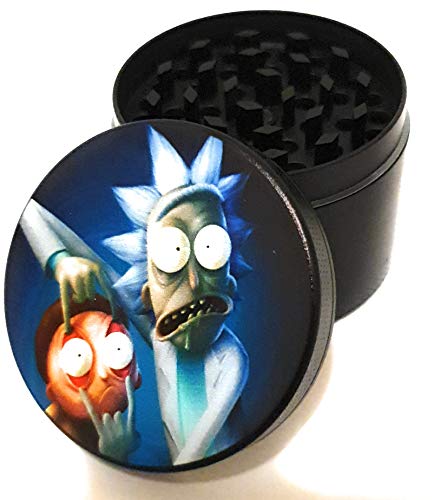 Molinillo de hierbas de aleación de zinc con tamiz y triturador magnético superior para hierbas secas, especias, plantas nuevo molinillo – 4 piezas (50 mm) negro