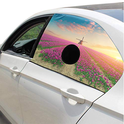 Molino de viento pintoresco Plegable Perro de seguridad para mascotas Coche Impreso Ventana Valla Cortina Barreras Protector para bebé niño Ajustable Flexible Parasol Sombra Ajuste universal para Suv
