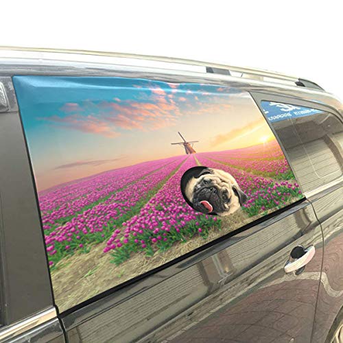 Molino de viento pintoresco Plegable Perro de seguridad para mascotas Coche Impreso Ventana Valla Cortina Barreras Protector para bebé niño Ajustable Flexible Parasol Sombra Ajuste universal para Suv