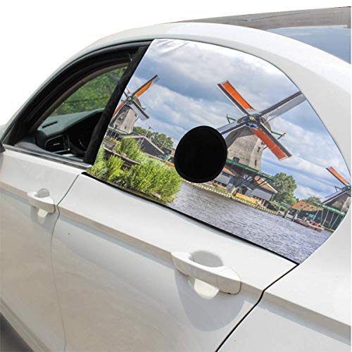 Molino de viento pintoresco Plegable Perro de seguridad para mascotas Coche Impreso Ventana Valla Cortina Barreras Protector para bebé niño Ajustable Flexible Parasol Sombra Ajuste universal para Suv