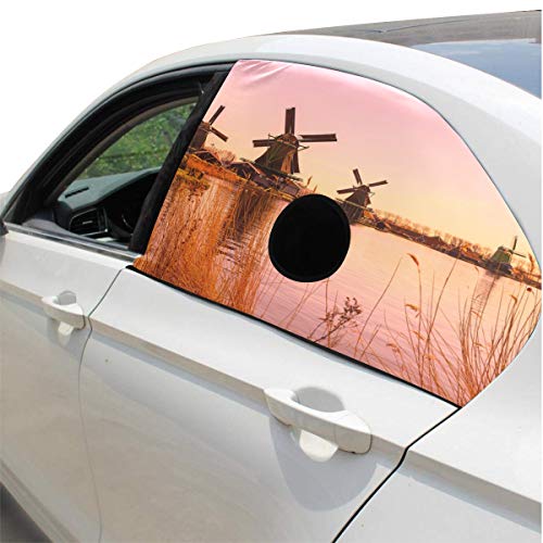 Molino de viento pintoresco Plegable Perro de seguridad para mascotas Coche Impreso Ventana Valla Cortina Barreras Protector para bebé niño Ajustable Flexible Parasol Sombra Ajuste universal para Suv